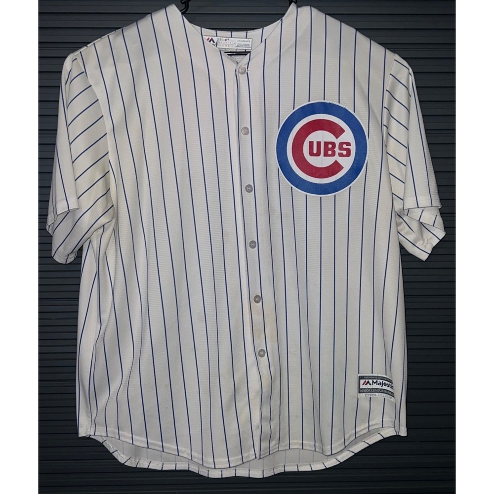 Chicago Cubs Kris Bryant #17 Majestic Cool Base Jersey 2XL White Pinstripe MLB G